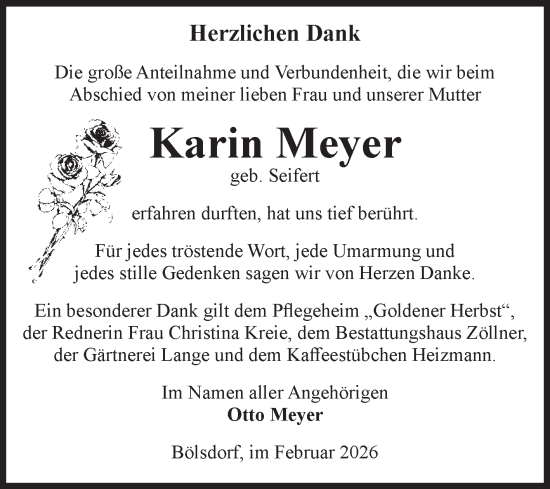 Traueranzeige von Karin Meyer von Volksstimme Altmark Ost