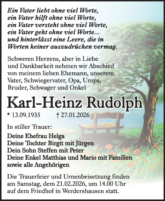 Traueranzeige von Karl-Heinz Rudolph von Trauerkombi Köthen