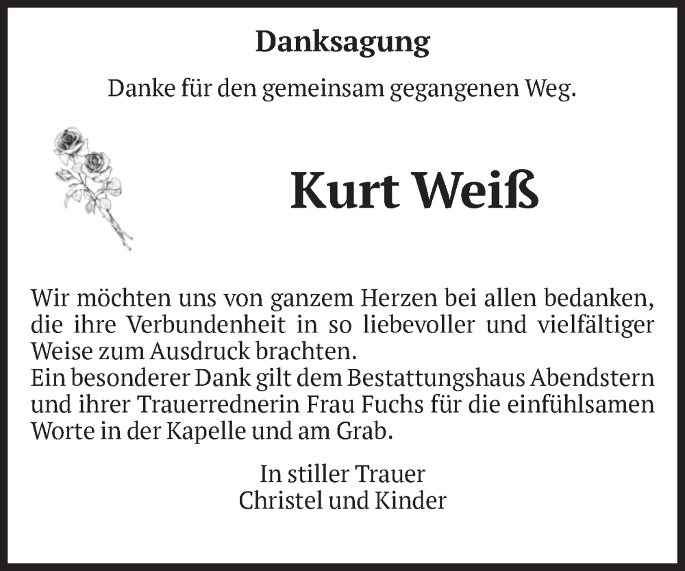  Traueranzeige für Kurt Weiß vom 28.02.2026 aus Volksstimme Altmark Ost