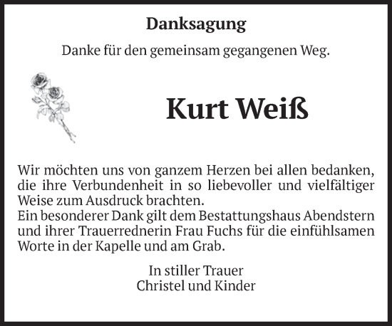 Traueranzeige von Kurt Weiß von Volksstimme Altmark Ost