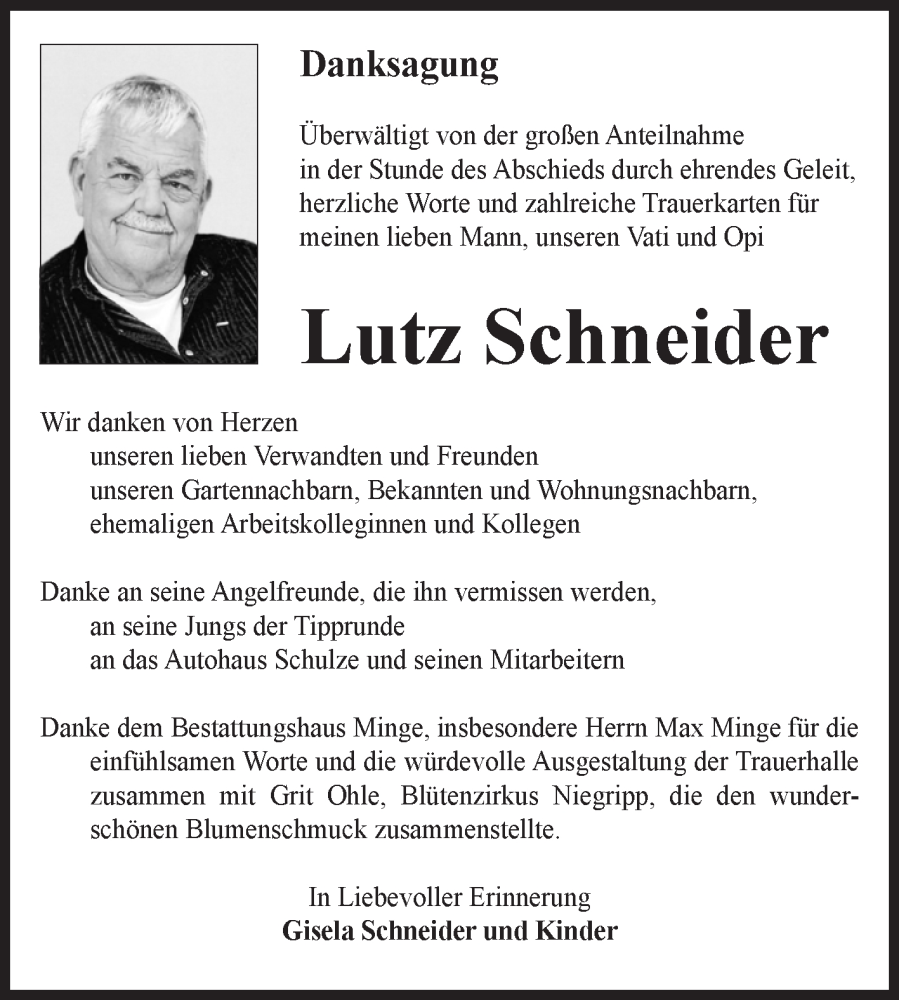  Traueranzeige für Lutz Schneider vom 07.02.2026 aus 
