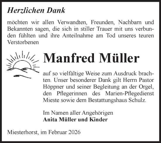 Traueranzeige von Manfred Müller von Volksstimme Altmark West