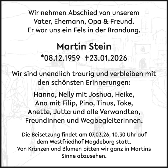 Traueranzeige von Martin Stein von Mitteldeutsche Zeitung Dessau-Roßlau