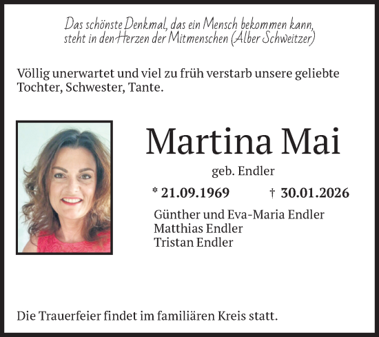 Traueranzeige von Martina Mai von Volksstimme Magdeburg