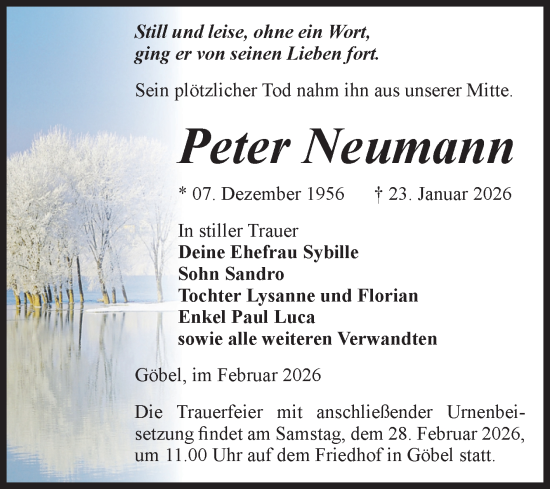 Traueranzeige von Peter Neumann von Volksstimme Zerbst