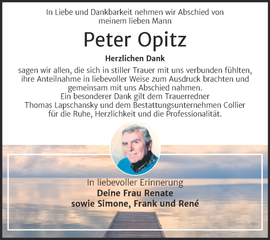 Traueranzeige von Peter Opitz von Super Sonntag Dessau-Roßlau