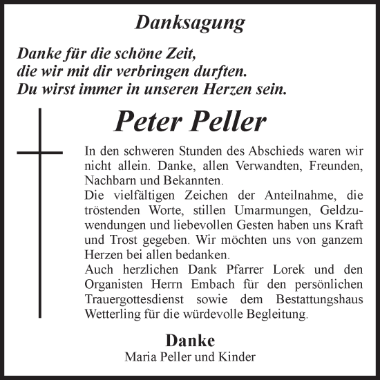 Traueranzeige von Peter Peller von Volksstimme Staßfurt