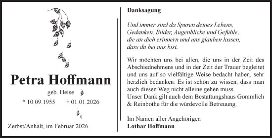 Traueranzeige von Petra Hoffmann von Volksstimme Zerbst