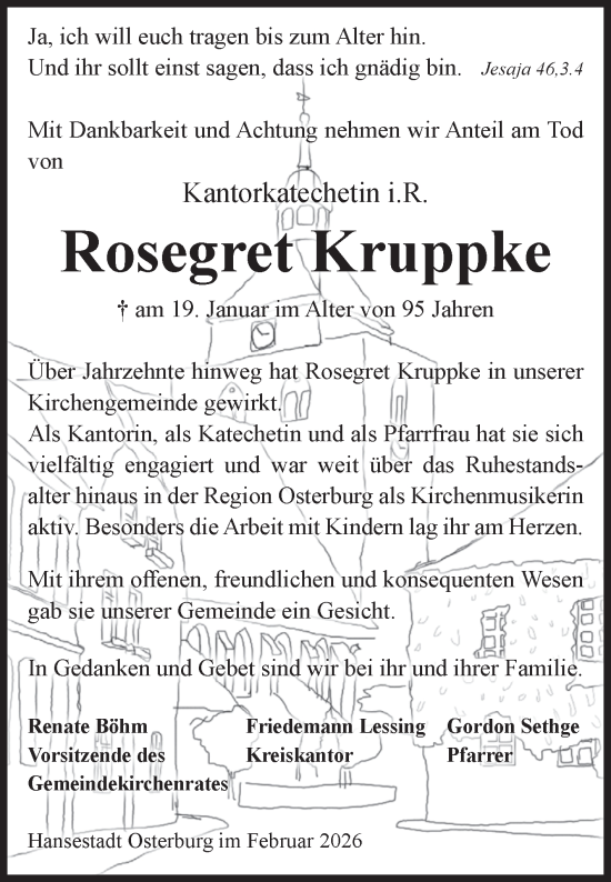 Traueranzeige von Rosegret Kruppke von Volksstimme Altmark Ost