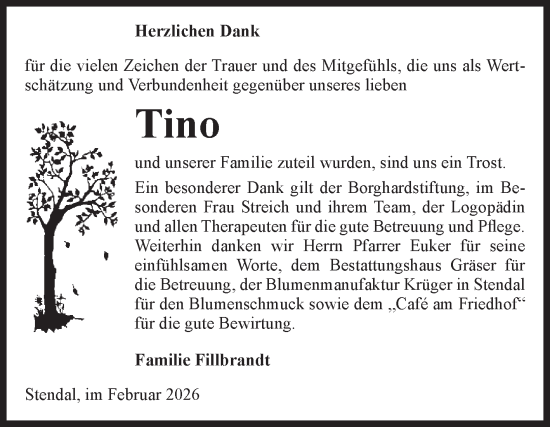 Traueranzeige von Tino  von Volksstimme Altmark Ost