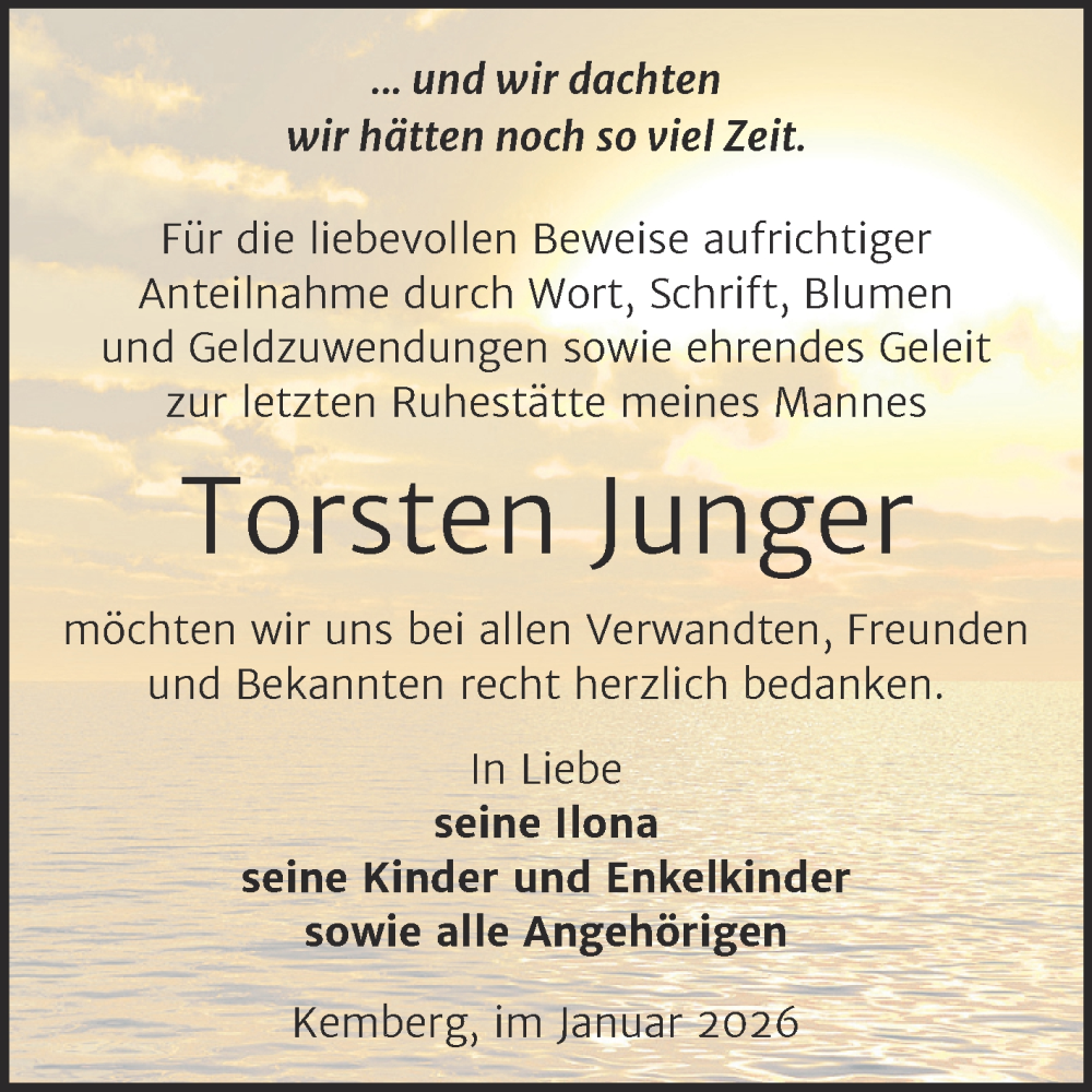  Traueranzeige für Torsten Junger vom 07.02.2026 aus Trauerkombi Wittenberg