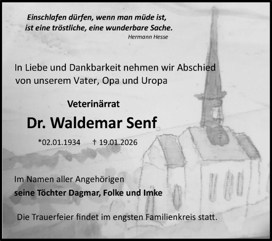 Traueranzeige von Waldemar Senf von Mitteldeutsche Zeitung Halle/Saalkreis