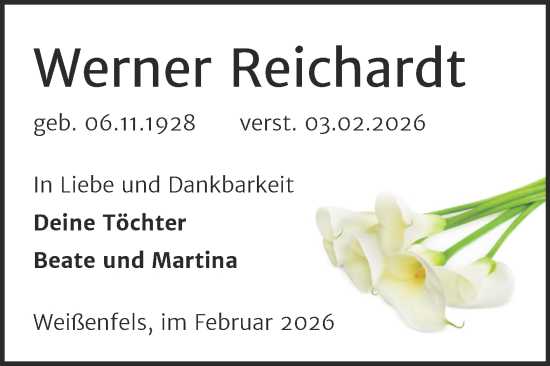 Traueranzeige von Werner Reichardt von Trauerkombi Weißenfels