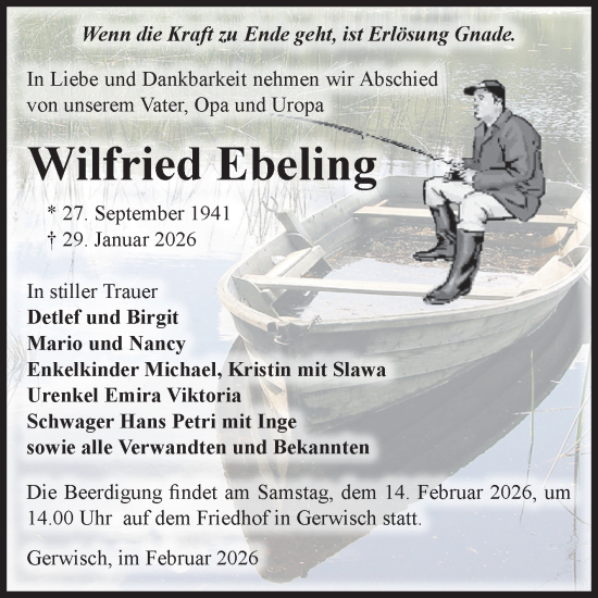 Traueranzeige von Wilfried Ebeling 
