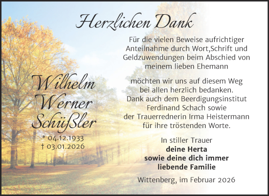 Traueranzeige von Wilhelm  von Trauerkombi Wittenberg