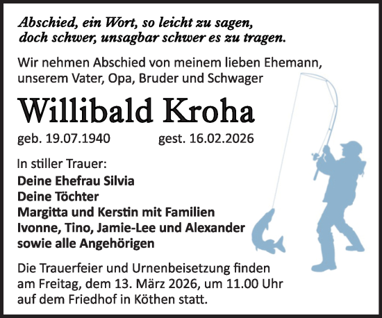 Traueranzeige von Willibald Kroha von Trauerkombi Köthen