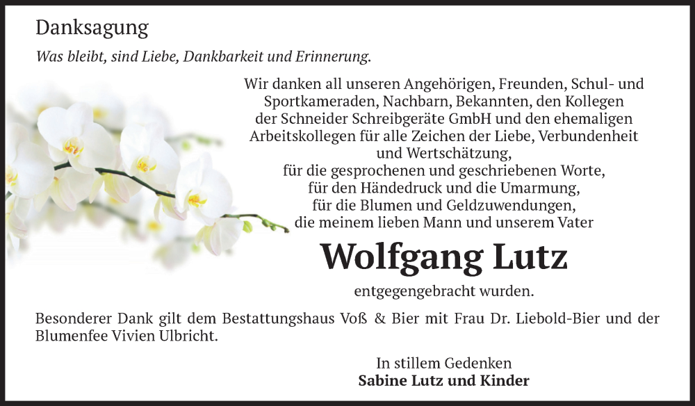  Traueranzeige für Wolfgang Lutz vom 14.02.2026 aus Volksstimme Wernigerode